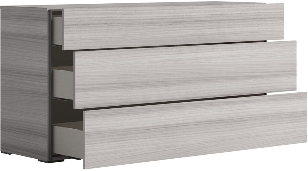 Product photograph of Status Mia Night Silver Grey Italian 3 Drawer Dresser from Choice Furniture Superstore.